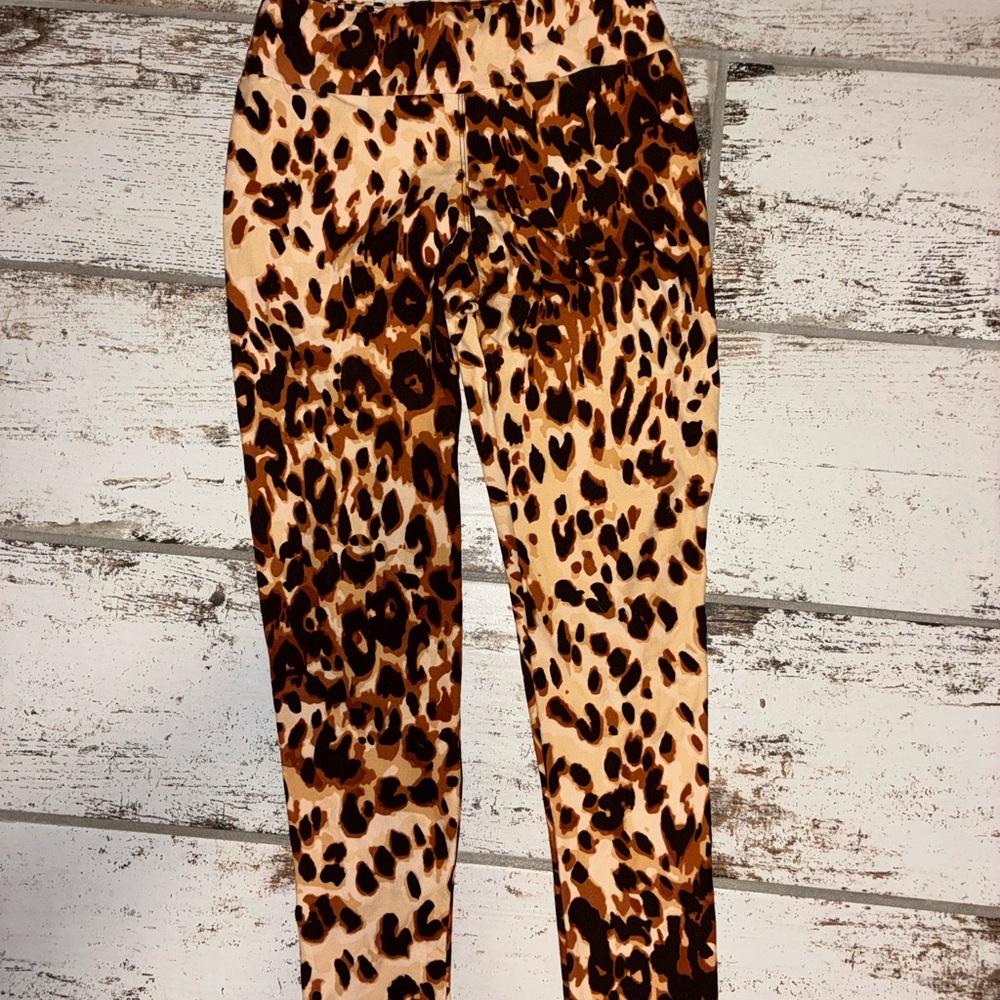 LuLaRoe Leopard Print Leggings - Brown and Cream
